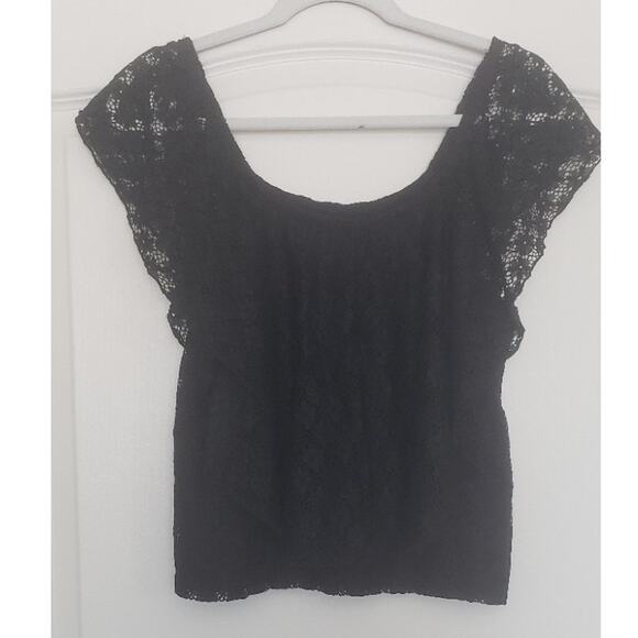 American Rag womans size L off the shoulder lace top whimsygoth boho witchy - Picture 3 of 5